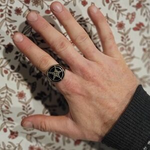Bronze Baphomet/Pentagram Ring, size 12
